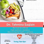 Tehmina Saqlain Clinical Nutritionist Rawalpindi